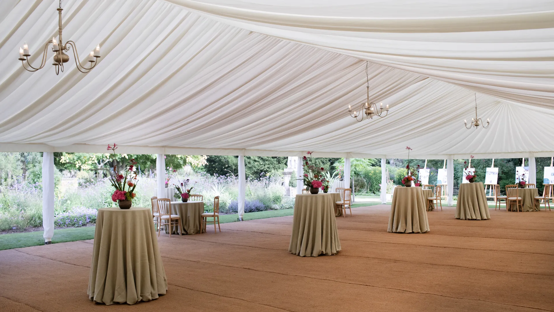 A stunning marquee erected on the Upper Lawn.